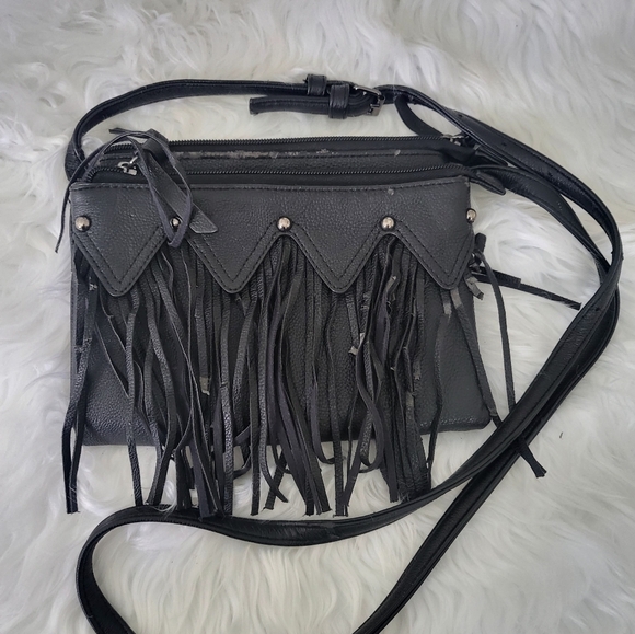 Madden Girl Black Fringe Crossbody Purse - Picture 8 of 9